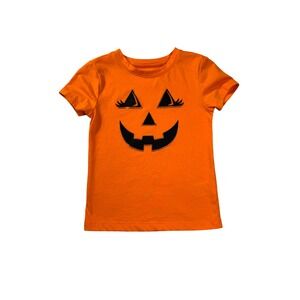 Wonder Nation Kids Orange Pumpkin Face Halloween Graphic T Shirt Size‎ XS 4 5
